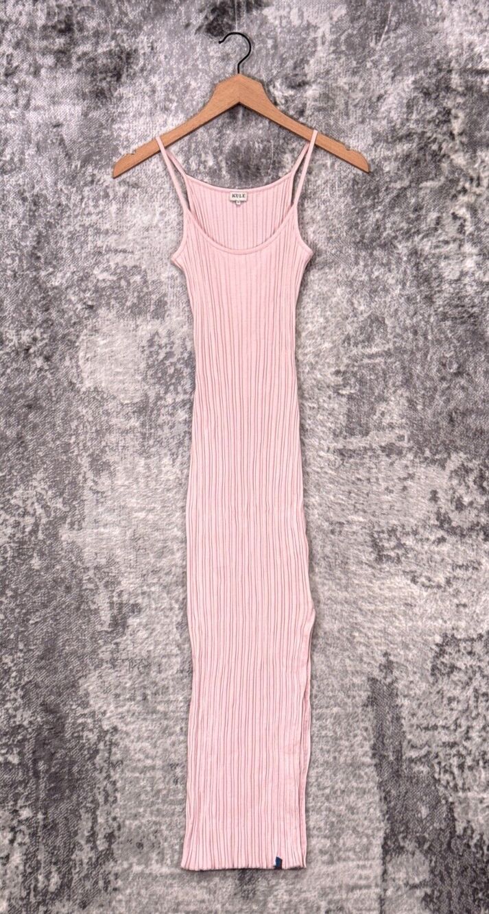 Kule Dress XS Womens Clemence Ribbed Tank Soft Pink Midi